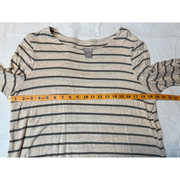 Lot of 2 Chicos Sz 2 (12) Pull Over Pretty Shade Beige Pink Green striped Tops - Picture 6 of 9